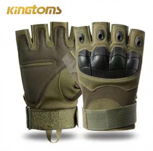 China Green Khaki Black Leather PU Half Finger Tactical Gloves Nylon on sale