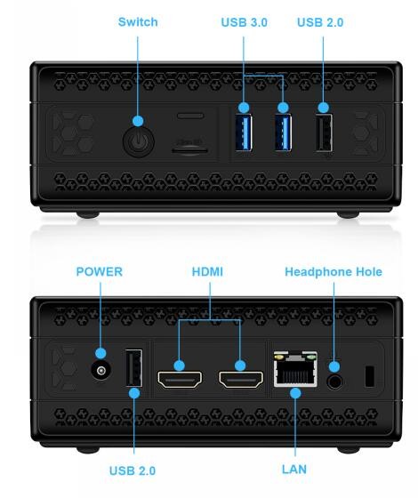 Dual HDMI Intel Celeron Mini PC J4125 Quad Core 2.0GHz, Up To 2.7GHz USB3.0 USB2.0