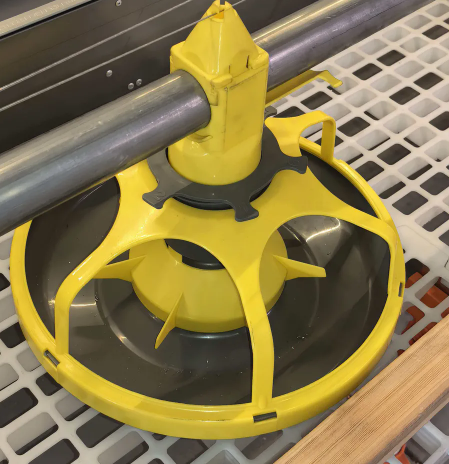 Commercial Poultry Cage System Featuring Durable Plastic Feed Pan