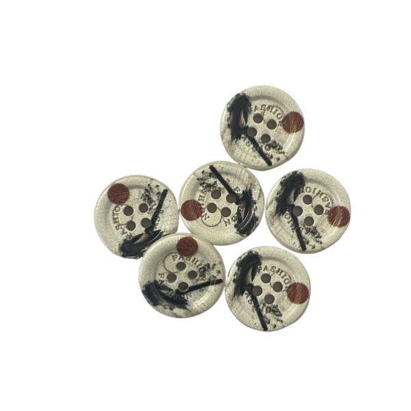 Silk Printed Fancy Plastic Buttons 4 Hole In 28L For Shirt Coat