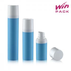 15ml 30ml 50ml Round Shape Blue Color Pp Airless Bottle For Skin Care And Serum With White Cap