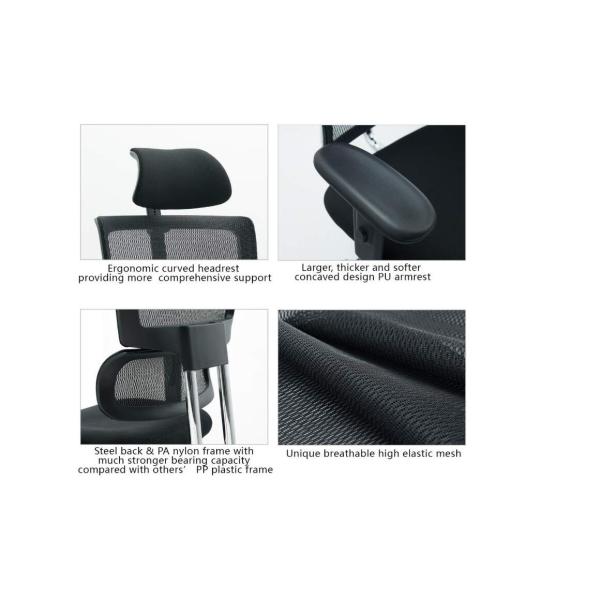 Adjustable Komene Mesh Executive Chair 0.15CBM Black