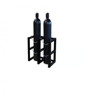 China Black Gas Cylinder Rack Fabrication 2 Tanks Oxygen Cylinder Storage Racks on sale