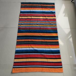 China Amazon hot sale 100% cotton custom designer print with logo sublimation beach towels oversized stripe beach towel on sale
