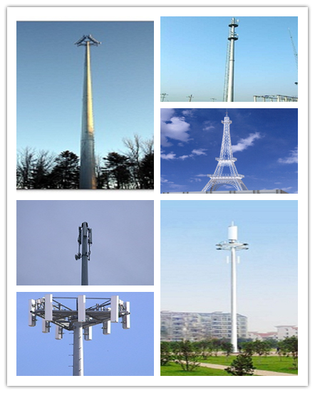 Steel Material Mono Pole Tower For Telecommunication With Its Drawing