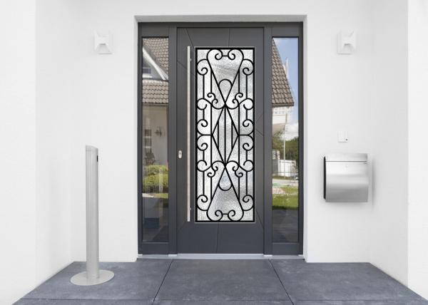 Quality 22*64 Inch Wrought Iron Security Doors Glass Agon Filled Shaped Wrought Iron Exterior Doors for sale