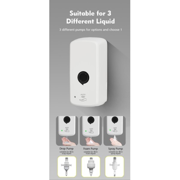 Inductive ABS Hand Sanitizer Dispenser 1000ML Capacity Wall Mounted Soap Dispenser
