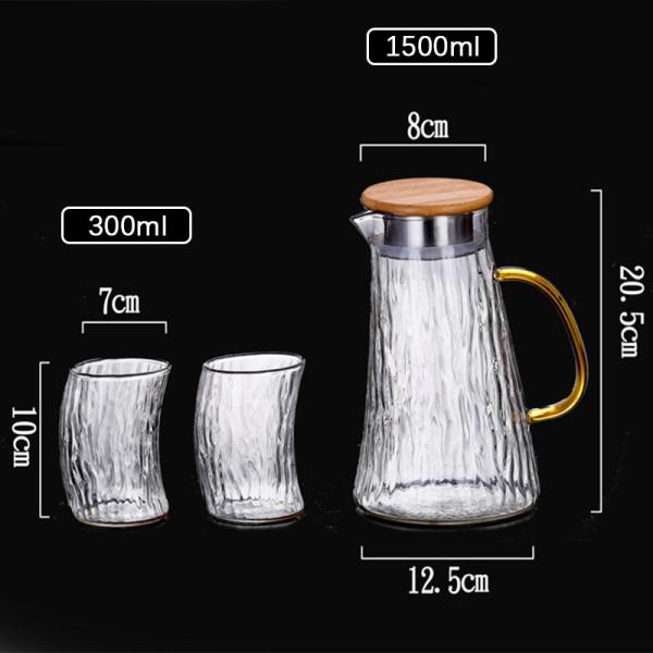 Bark Texture Glass Serving Pitcher , Borosilicate Hot Water Carafe Set
