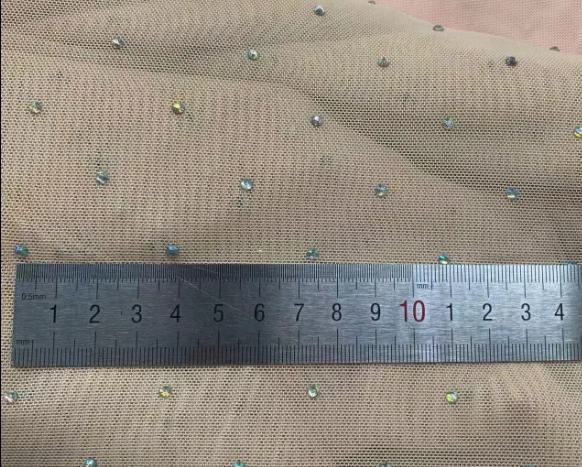 Four Side Elastic White Polyester Mesh Ironing Three Dimensional Diamond Yarn Colorful Stage Clothing
