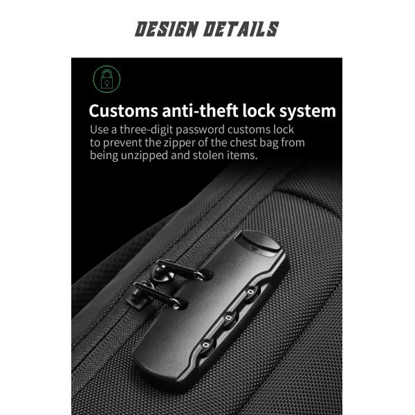 Wholesale new custom logo waterproof large capacity Single Shoulder Messenger Bag USB charging men chest bag