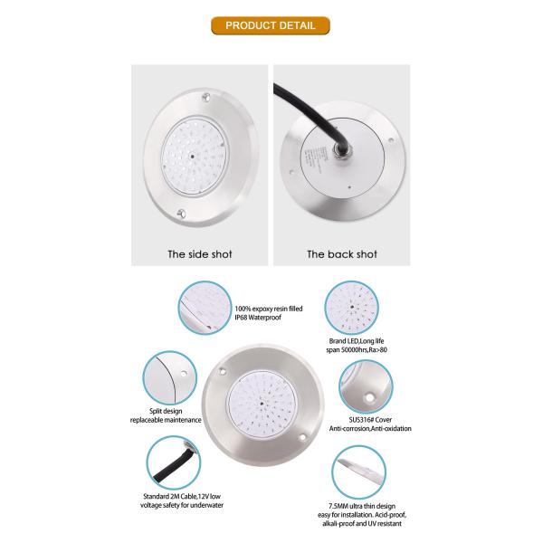 Swimming Pool Led Lights 316 Stainless Steel Material PAR56 Full Resin Filled IP68