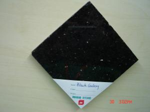 China Black Galaxy Granite Slab Tiles Polished Honed For Indoor Outdoor Wall Stairs Floor on sale