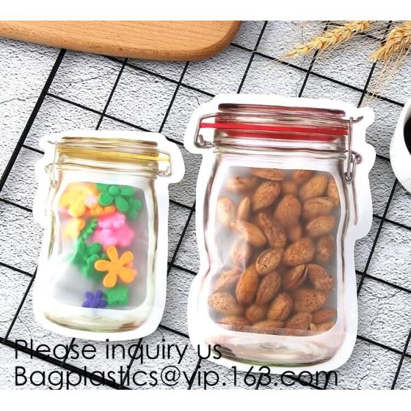 Custom Printed Mason Jar Stand Up Zip Lock Pouch Snack Food Packaging Bag,PE Storge Bag Kitchen Refrigerator Food Sealed