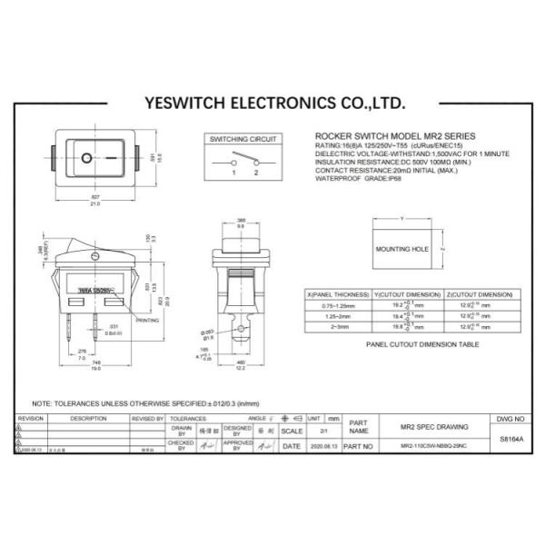 IP68 16A Momentary Rocker Switch 2 Position 3 Position Toggle Switch