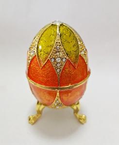 China Luxury Faberge Easter Eggs Elegant Enamel jewlery box Crystal Egg Trinket box Jewelry Box Holder Easter Egg Collectible on sale