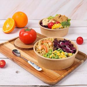Buy cheap 1200ml Eco Friendly Disposable Bowls With Lids Kraft Paper Color Salad Bowl product