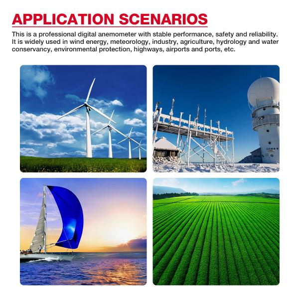 HT605S Digital Anemometer Air Flow Wind Speed Meter LCD Backlight Professional 3 in 1 Thermometer Hygrometer Anemometer