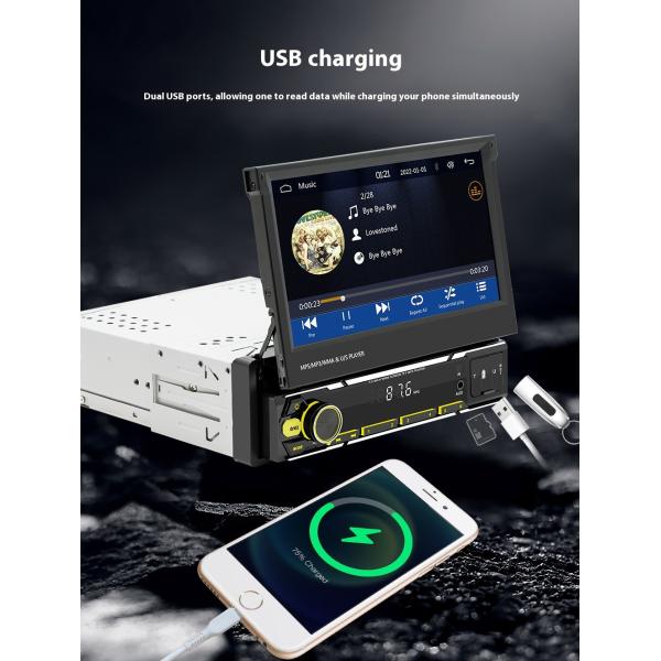 Creatall 7-Inch Wireless Universal Car MP5 Player Telescopic Single Spindle Dashboard Mounted MP3 Card Slot USB CarPlay