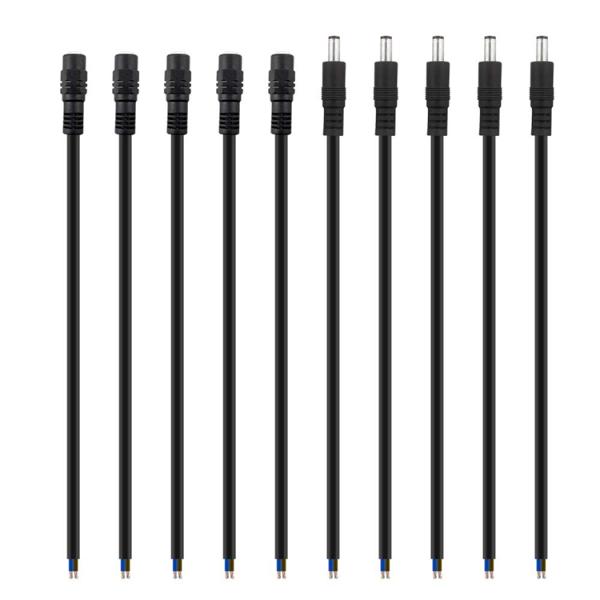 CUSTOM DC Male Female Barrel Jack 2.1x5.5mm to Open Pigtail DC Power Cable