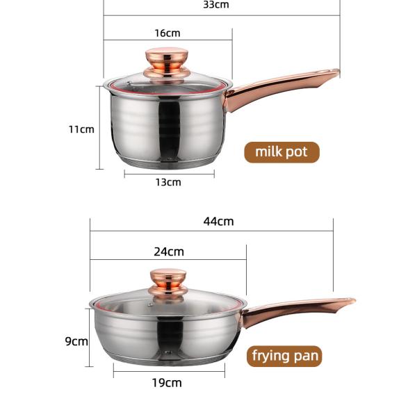 New Product 12 PCS 201 Stainless Steel Pan And Pot Nonstick Cookware Sets With Stainless Steel Handle