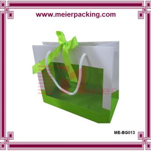 Buy cheap Fancy high quality retail paper bag wholesale with ribbon closure and clear window product