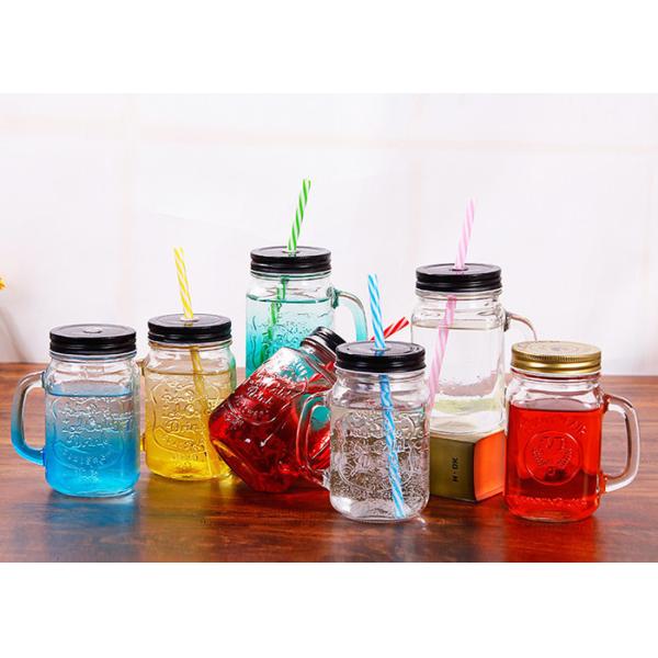 480ml Juice Empty Glass Containers Screw Metal Lid Eco - Friendly