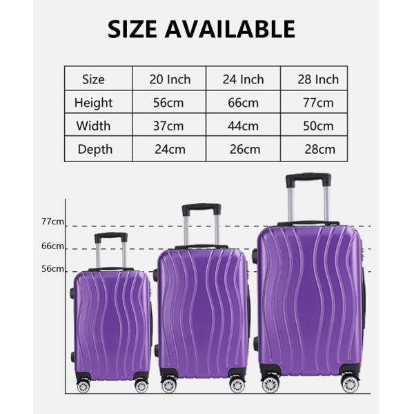 Luggage Sets 3 Piece Lightweight Durable Hard Shell Suitcase Set With normal Lock Double Spinner Wheels