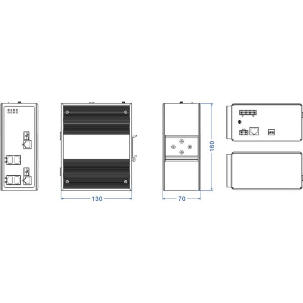 Industrial Poe Ethernet Switch , Poe Media Converter With 2 Gigabit SFP&RJ45 Combo Ports