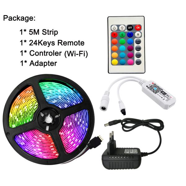 WIFI LED Strip Light 5050 RGB Lights Flexible LED Lamp Tape Ribbon RGB TV Desktop Screen BackLight Diode Tape