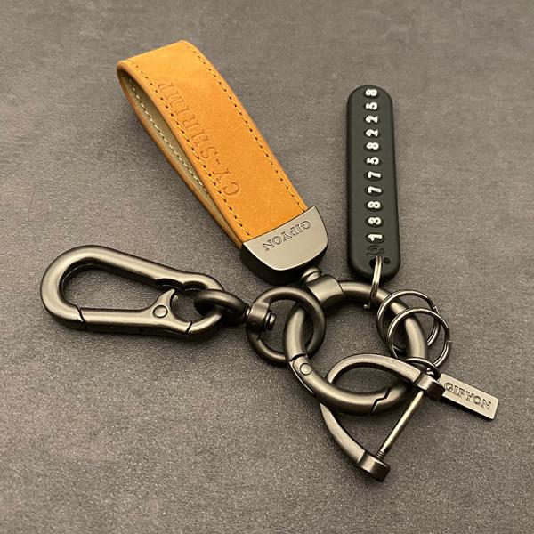 Scratchproof Colorfast Car Keychain Holder Genuine Leather For Car Fob