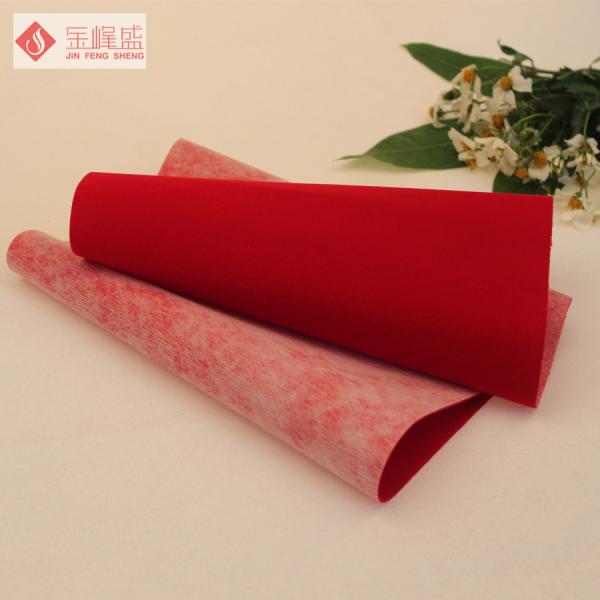 Non Woven Velvet Flock Fabric Red Plain For Jewellery Box / Case