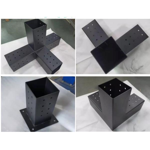 OEM ODM Sheet Metal Fabrication Pergola Base Plate With Powder Coated Triangle Bracket
