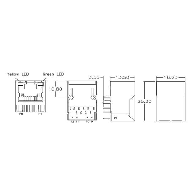 1000BASE-T RJ45 LAN Autotrans Transformer 7499111221A Ethernet Connectors RJ45 Jack 7499111000A