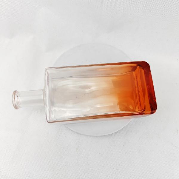Glass Collar Round Shape Brandy Tequila Whisky Bourbon Empty Bottle 500ml Transparent