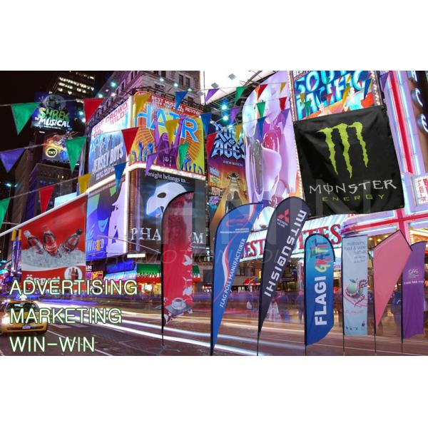 Knitted Polyester Advertisement Flags Pull Up Banners High Strength