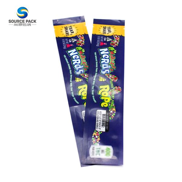 Gummy Candy Mylar Bag Three Side Sealed Zipper Custom Printed Glossy Packing