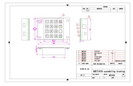 FCC Interactive Kiosk Metal Keypad 87.5×91.5mm Cash Machine Pin Pad