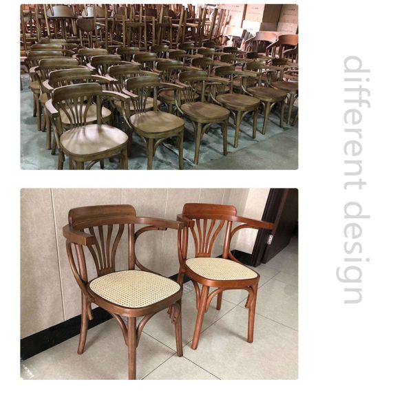 Modern Dining Chair Nature Rattan Coffee Chair Solid Wood Armrest Chairs