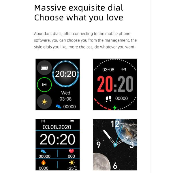 IPS Screen Bluetooth Fitness Watch Camera Control Heath Monitor GR5515