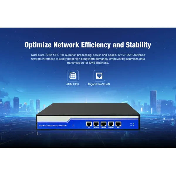 Enterprise Gateway as VPN Router and AC Controller Equipped with a Powerful Mediatek Arm Chipset