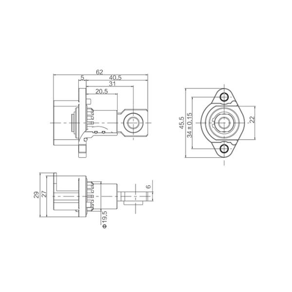 250A 1 Pin M8 Battery High Voltage High Current Connectors Motor Controller