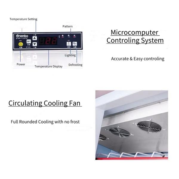 520W LED Commercial Supermarket Refrigerator 1200L With Three Glass Door