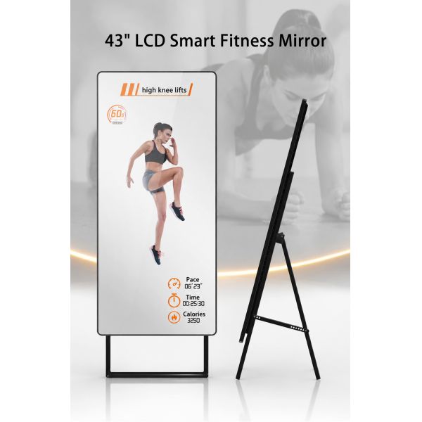 43" Smart Fitness Mirror 700nits High Brightness Interactive 10-Point Touch Magic Mirror Commercial Signage Kiosk OEM