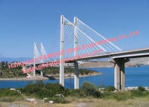 China Cool Cable Stayed Red Suspension Bridge Structural Frames Bailey Clear Span on sale