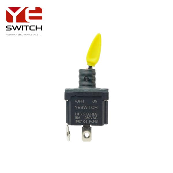 Yellow Booted Handle Industrial Toggle Switch With Flat Outer Screw Terminal