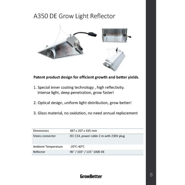 3KV Optical 630W Grow Light Reflectors 1000W Metal Halide 435mm Height