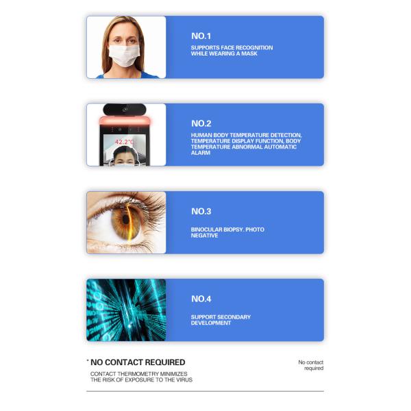8 Inch Face Recognition Thermometer Infrared Temperature Access Detection Attendance Machine