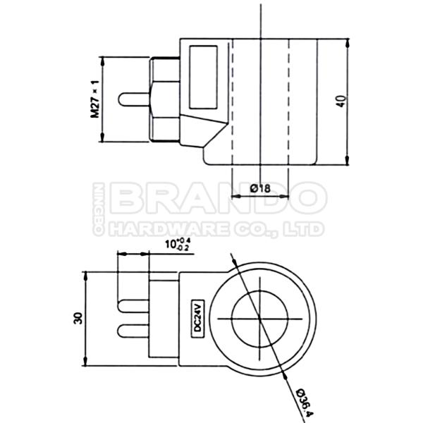 Hydac Type Hydraulic Solenoid Valve Coil 24V DC 19W 3003138 24DK-40-1836