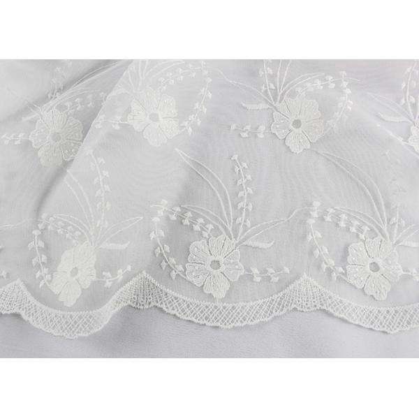 Dubai Guipure White Embroidered Lace Fabric Fabric , Scalloped Edge Lace Fabric