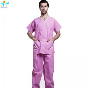 Buy cheap Pink Unisex SMS Disposable Protective Suits Surgical Hospital Clothing Patient Gown with pants product